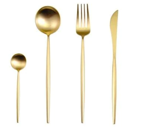 Set de couverts en acier inoxydable doré et argenté de 24 pièces