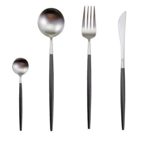 Set de couverts en acier inoxydable doré et argenté de 24 pièces