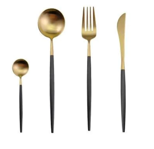 Set de couverts en acier inoxydable doré et argenté de 24 pièces