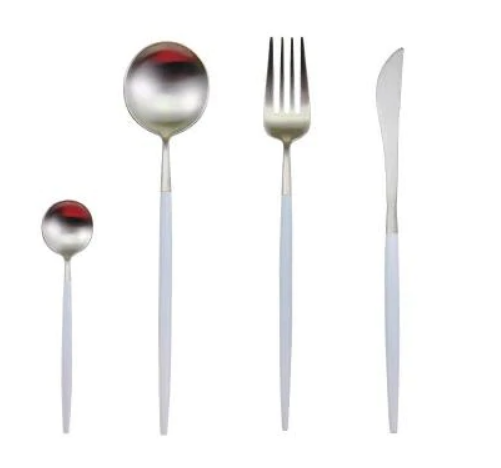 Set de couverts en acier inoxydable doré et argenté de 24 pièces