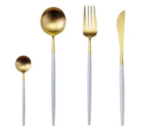 Set de couverts en acier inoxydable doré et argenté de 24 pièces