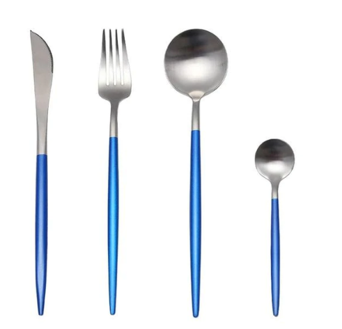 Set de couverts en acier inoxydable doré et argenté de 24 pièces