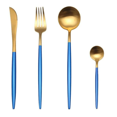 Set de couverts en acier inoxydable doré et argenté de 24 pièces