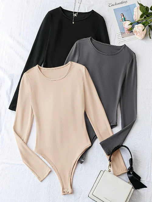 Lot de 3 bodys décontractés à manches longues pour femme