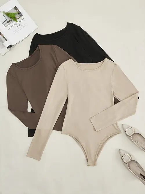 Lot de 3 bodys décontractés à manches longues pour femme