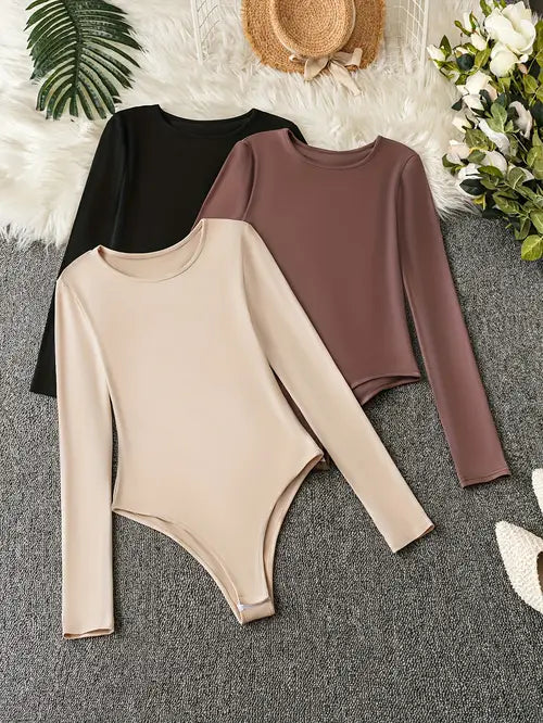 Lot de 3 bodys décontractés à manches longues pour femme