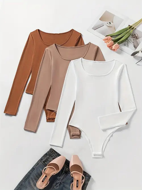 Lot de 3 bodys décontractés à manches longues pour femme