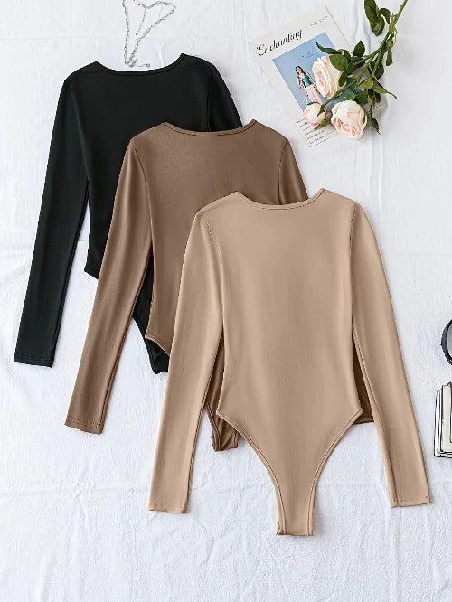 Lot de 3 bodys décontractés à manches longues pour femme