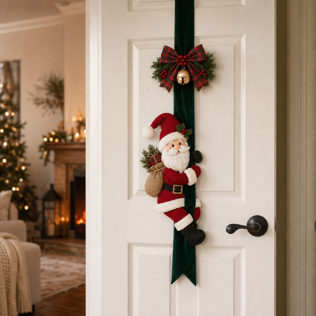 3D Santa and Reindeer Christmas Door Hanging