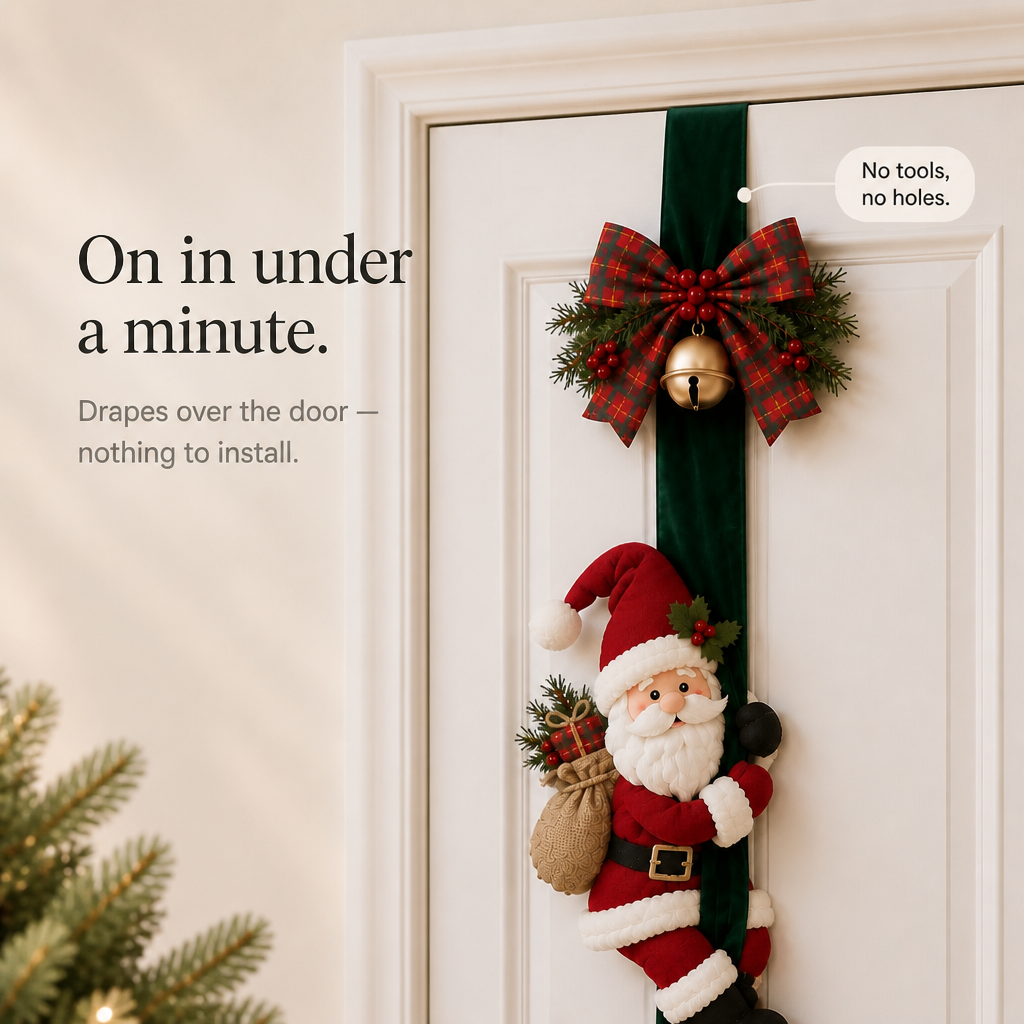 3D Santa and Reindeer Christmas Door Hanging