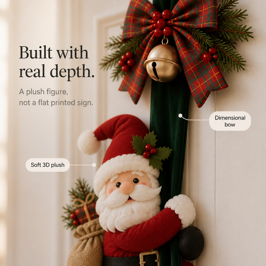3D Santa and Reindeer Christmas Door Hanging