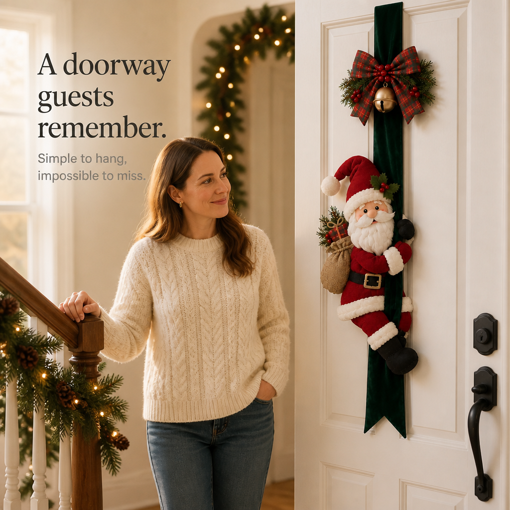 3D Santa and Reindeer Christmas Door Hanging