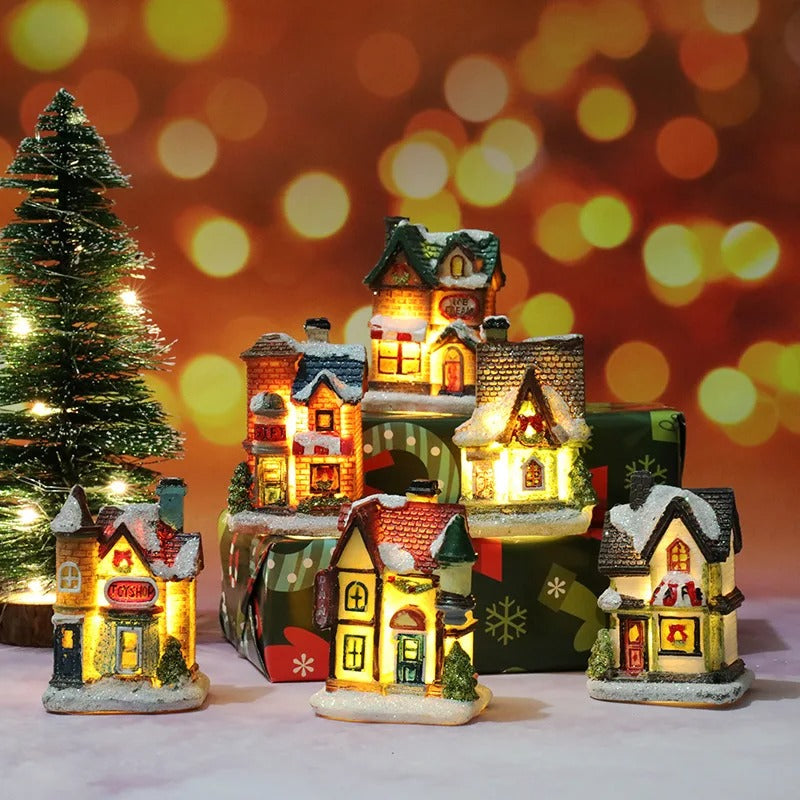 Ensemble de 6 maisons de village de Noël à LED