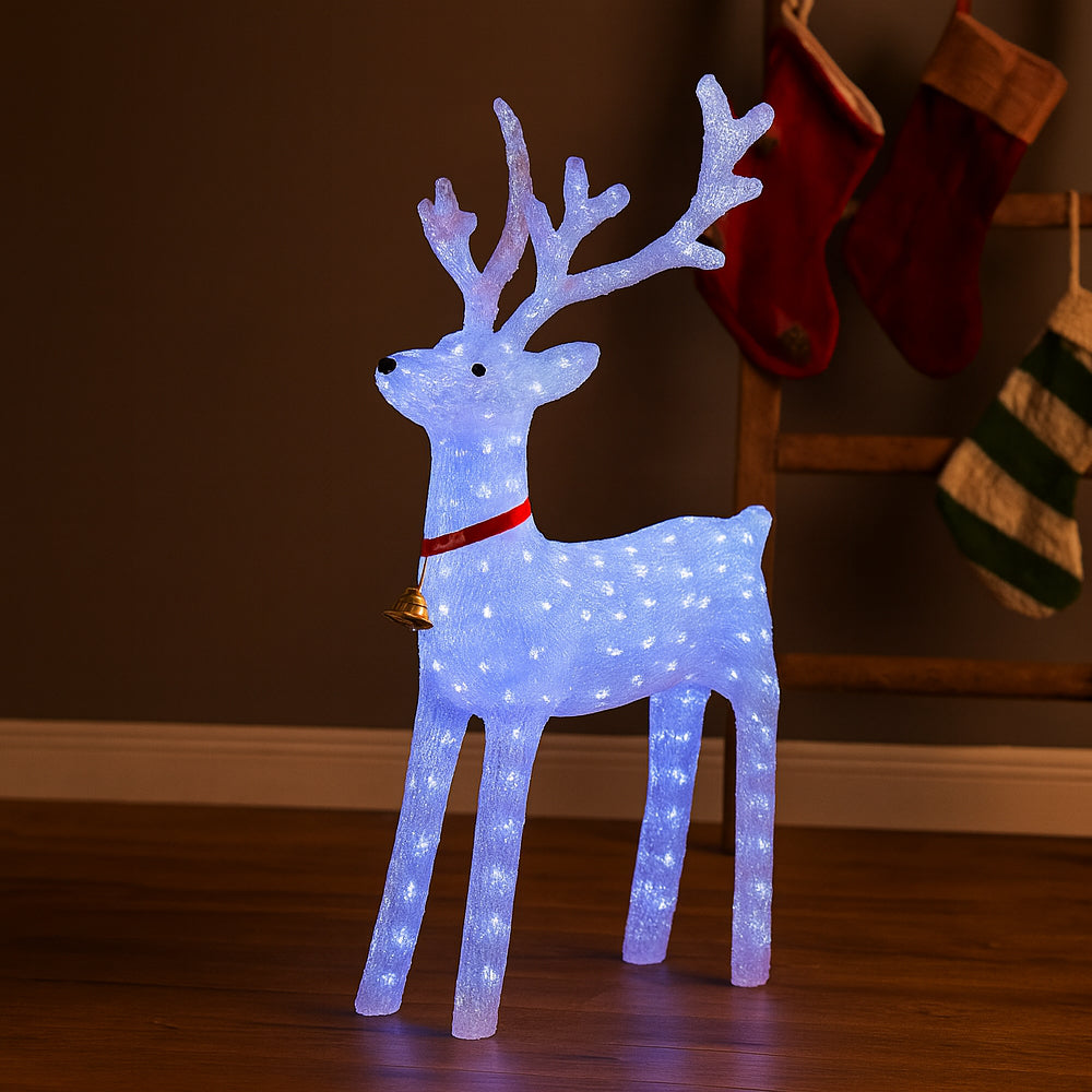 Renne en acrylique avec lumières LED - hauteur 130 cm