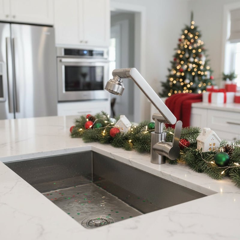 Robinet de cuisine réglable et flexible avec bec pivotant à 360° et deux modes de jet d’eau