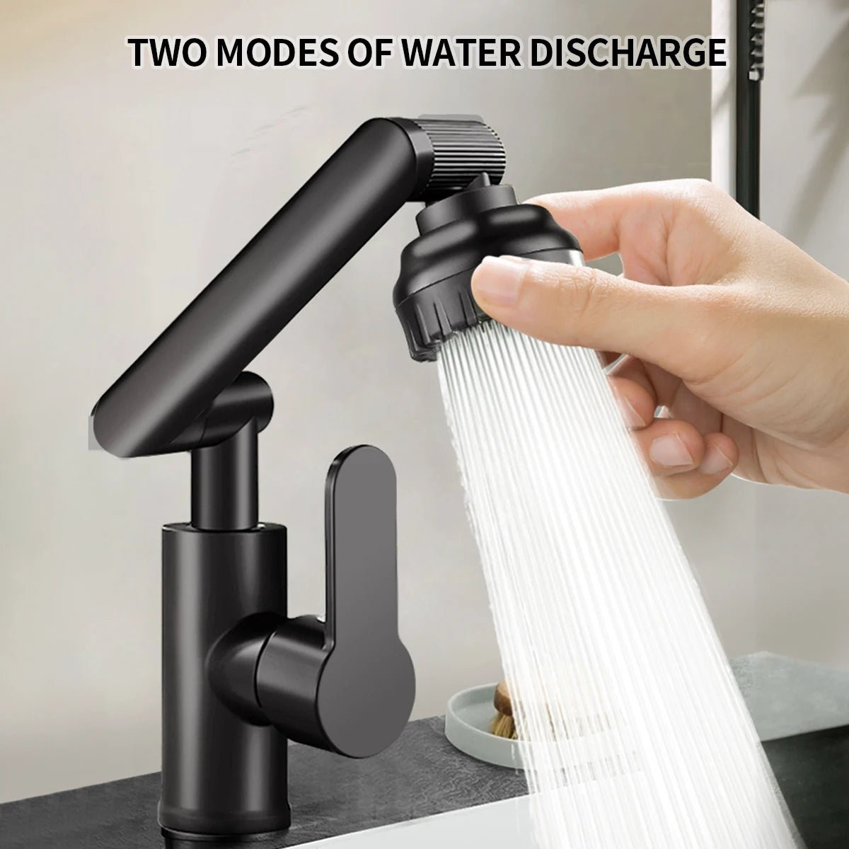 Robinet de cuisine réglable et flexible avec bec pivotant à 360° et deux modes de jet d’eau