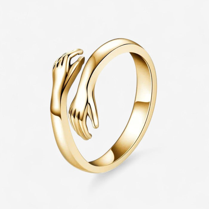 Bague ouverte réglable avec mains entrelacées