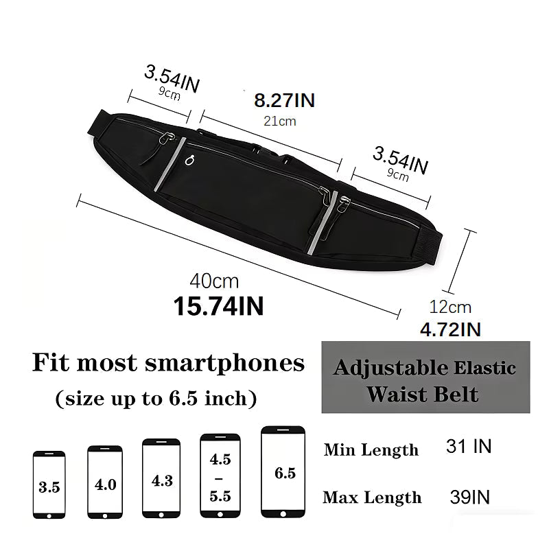 Adjustable Running Belt with Hidden Phone Pocket
