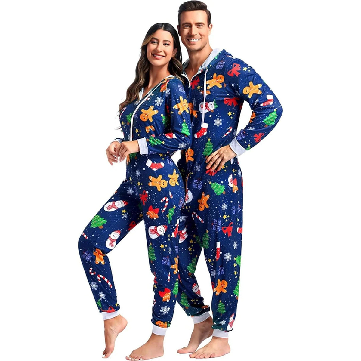 Combinaison pour adulte - Ensemble de vêtements d’intérieur de Noël assortis pour couples, avec fermeture éclair