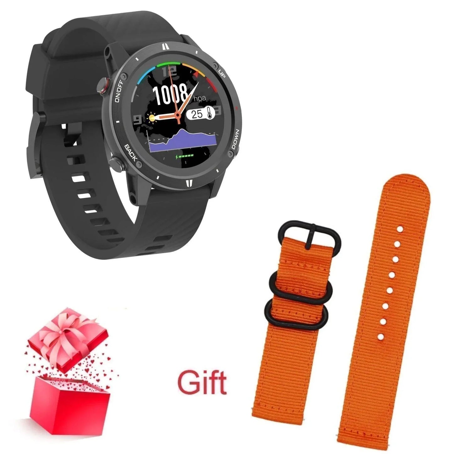 Adults' Outdoor GPS Sports Smartwatch with Heart Rate Monitor & Altimeter