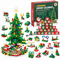 Calendrier de l’Avent avec 24 surprises de construction et un sapin de Noël lumineux à LED