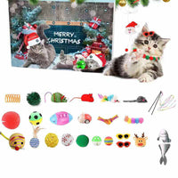 Advent Calendar with 24 Cat Toy Surprises - Christmas Countdown Seasonal Activity for Cats