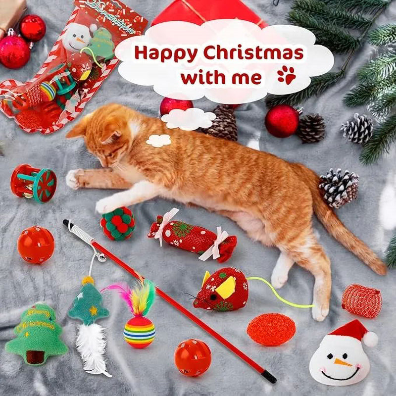 Advent Calendar with 24 Cat Toy Surprises - Christmas Countdown Seasonal Activity for Cats