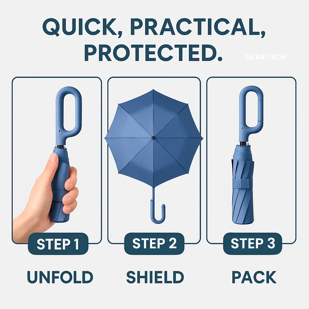 AerisGuard Auto Folding Windproof Umbrella With Buckle Handle All Weather