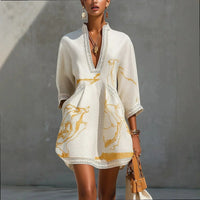 Artistic V-Neck Mini Dress