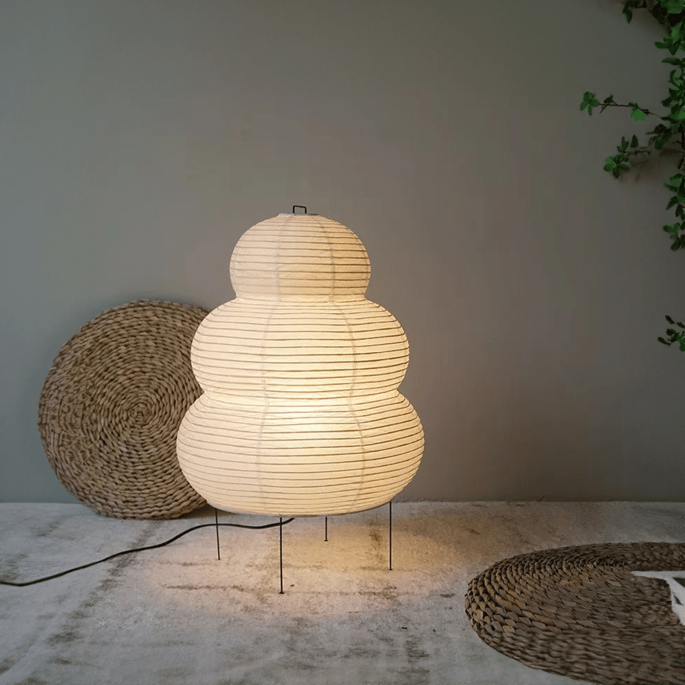 Lampadaire artistique wabi-sabi en papier de riz avec pied réglable