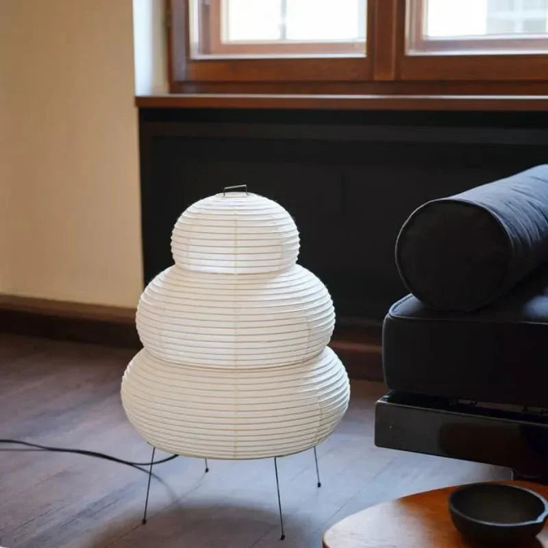 Lampadaire artistique wabi-sabi en papier de riz avec pied réglable