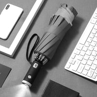 Automatic Folding Umbrella with LED and Reflective Stripe