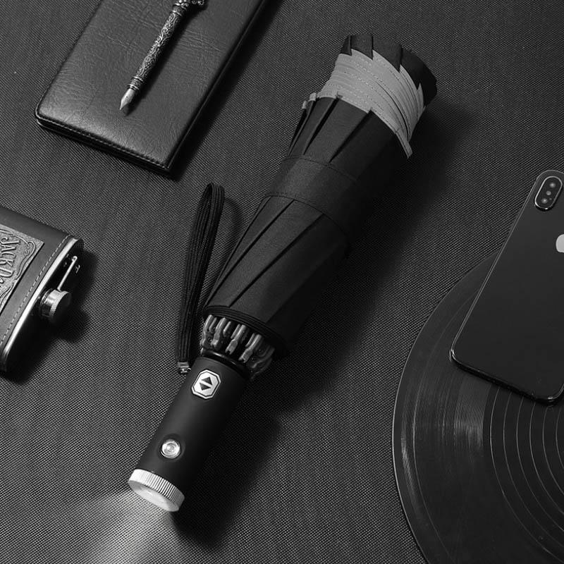 Automatic Folding Umbrella with LED and Reflective Stripe