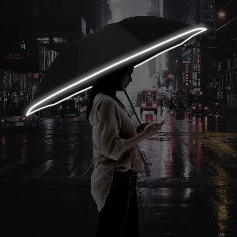 Automatic Folding Umbrella with LED and Reflective Stripe