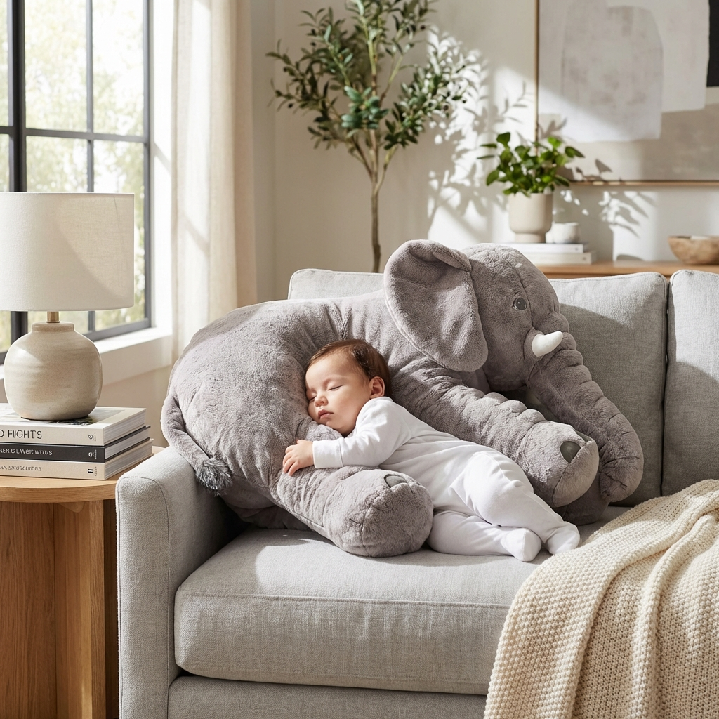 Baby's Soft Elephant Cuddle Buddy Plush Pillow