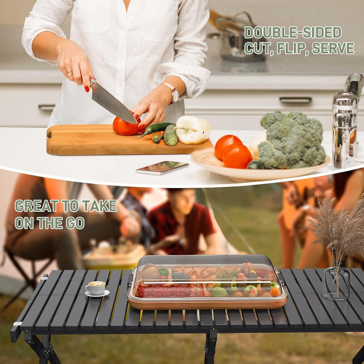 Bamboo Charcuterie Platter with Lockable Clear Lid