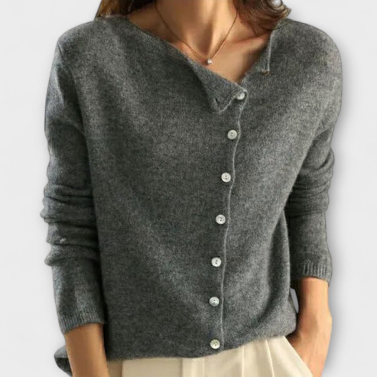 Basic Long-Sleeve Button-Down Cardigan Sweater