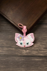 Breloque de sac et porte-clés en cuir noir sans visage