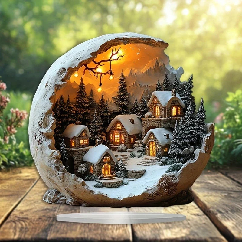 Boho Style Christmas Decoration - Acrylic Decorative Figurine (23x20 cm)