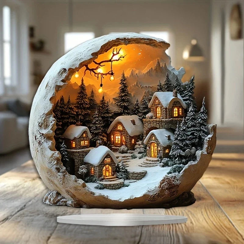 Boho Style Christmas Decoration - Acrylic Decorative Figurine (23x20 cm)