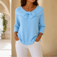 Pull en maille côtelée à col lavallière