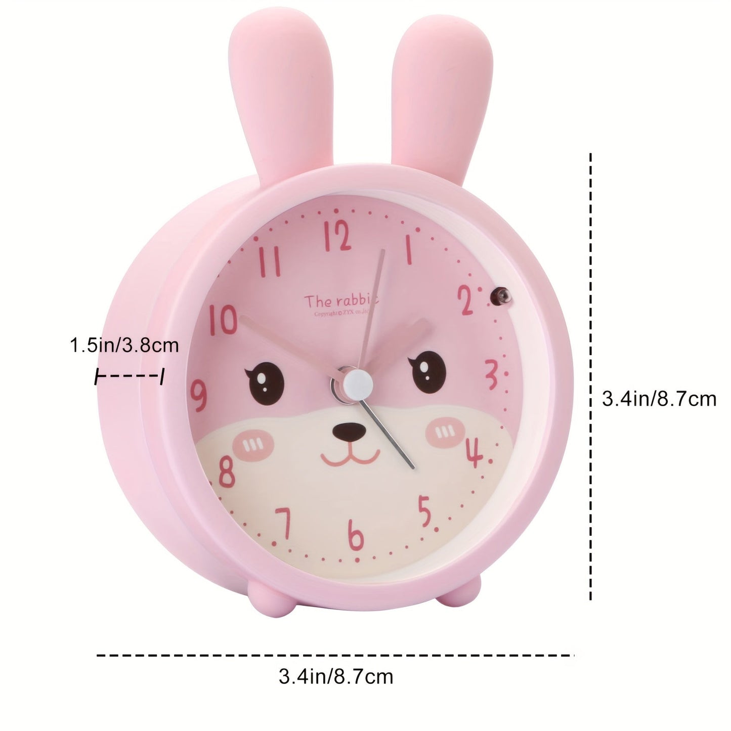 Réveil analogique Bunny | Mouvement silencieux et veilleuse | Compact
