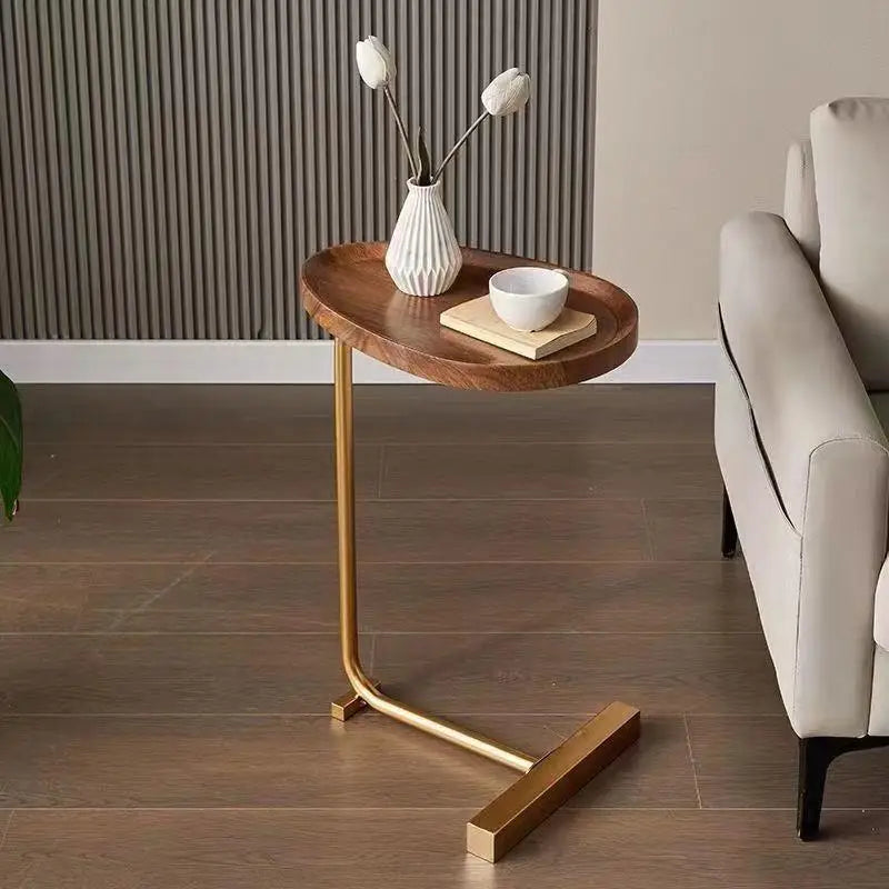 C-Shaped Mobile Side Table for Sofa or Bed
