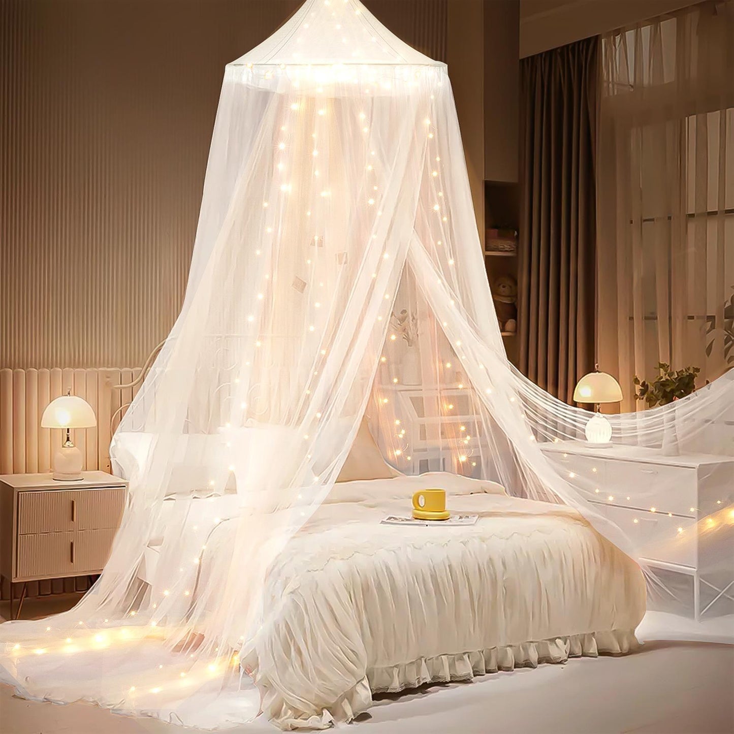 Canopy Bed Tent with LED Lights