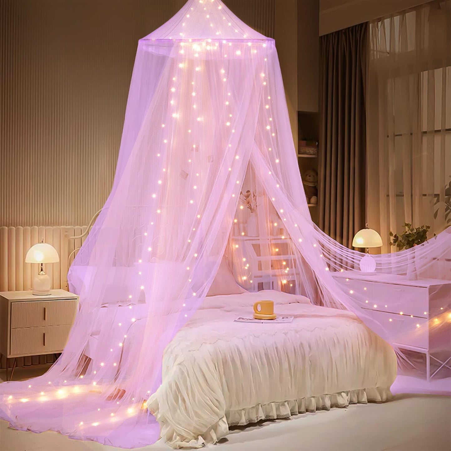 Canopy Bed Tent with LED Lights