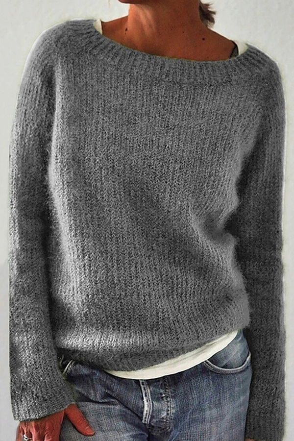 Casual Solid Color Basic Crew Neck Sweater