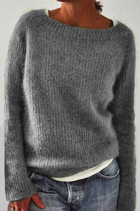 Casual Solid Color Basic Crew Neck Sweater
