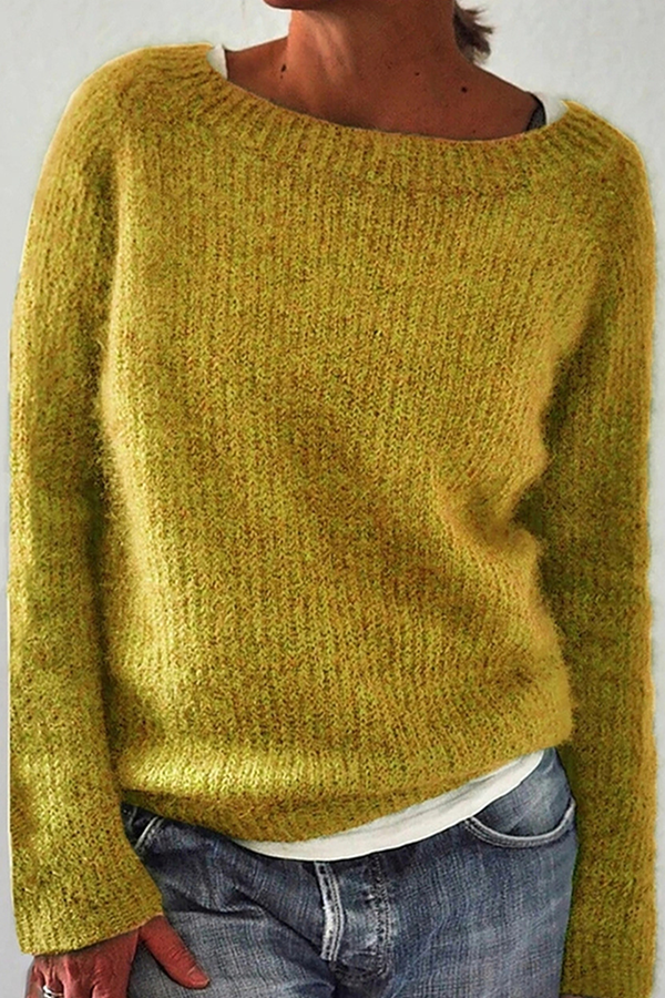 Casual Solid Color Basic Crew Neck Sweater