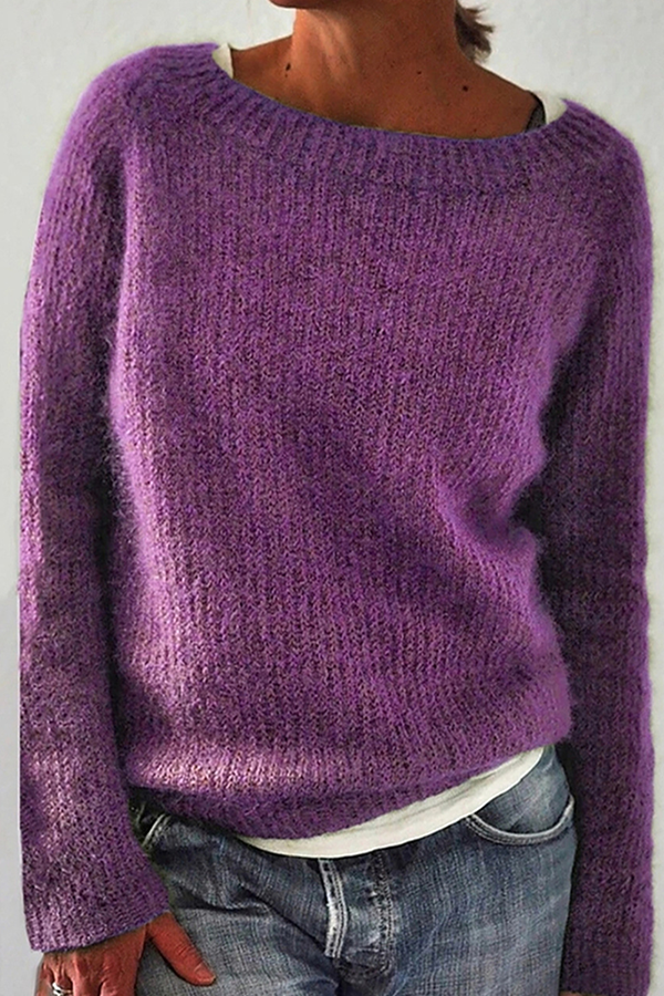 Casual Solid Color Basic Crew Neck Sweater