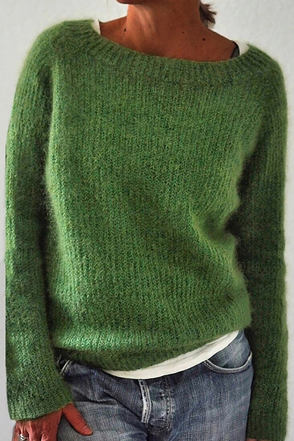 Casual Solid Color Basic Crew Neck Sweater
